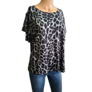 Vintage Exclusive One Y2K Grunge Black Gray Animal Print Blouse Top size 2X